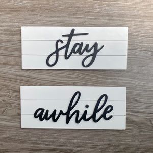 Wood “Stay Awhile” Wall Decor